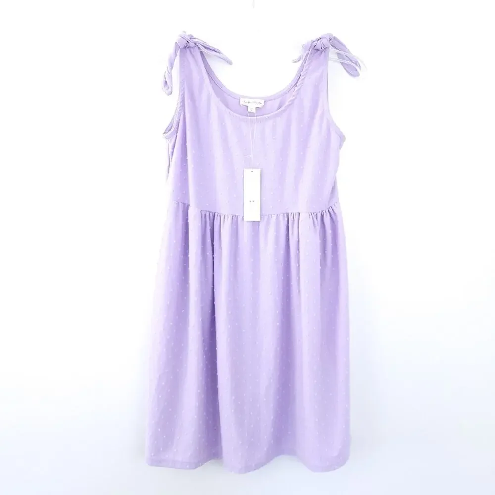 New See You Monday Girls Sundress Large Purple Swiss Dots, Sleeveless Cute Dress